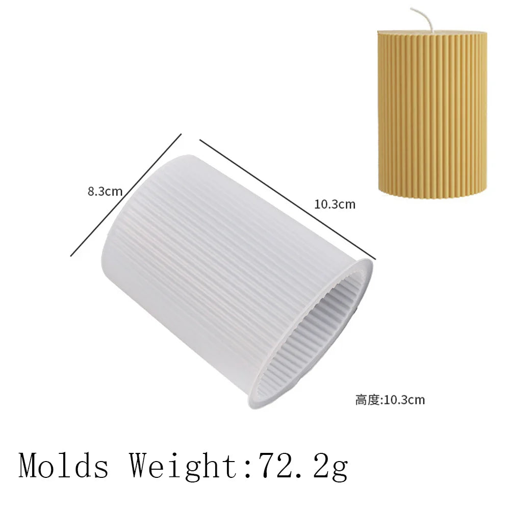 Striped Cylindrical Candle Silicone Mold Handmade Scented Candle Making Wax Mould DIY Crystal Epoxy Resin Craft Molds Home Decor Lootquake LLC