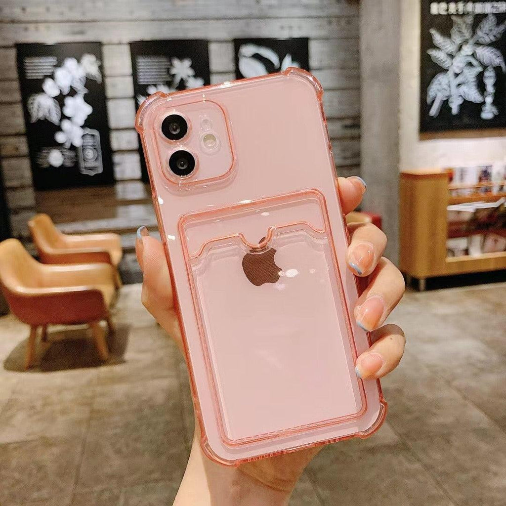 Phone Case For IPhone 12 13 14 Mini Case For iphone Cute Case Cover Soft Silicone Wallet Card Holder Clear Heavy Duty Protective Crystal Clear Back Cover with Shockproof Bumper Case Stevvex