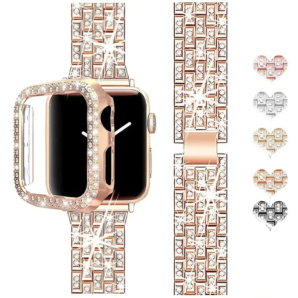 Apple Watch Bedazzled Stainless Steel Strap - Elegant Design - SJB-DIAMOND ELITES