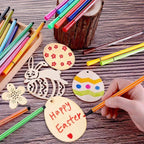 30-80mm Wooden Easter Eggs Pendants Blank Bunny Eggs Wood Chips Happy Easter Party Hanging Decoration Kids DIY Painting Crafts Lootquake LLC
