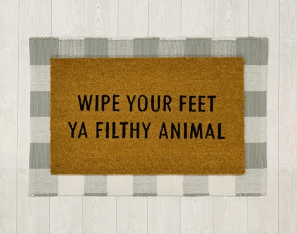 Wipe Your Feet Funny Doormat Outdoor Welcome Mat Quote Rug For Porch BandsCo Straps