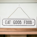 Farmhouse Wood Wall Sign Bless This Home Eat Good Food Rustic Hanging Plaque BandsCo Straps