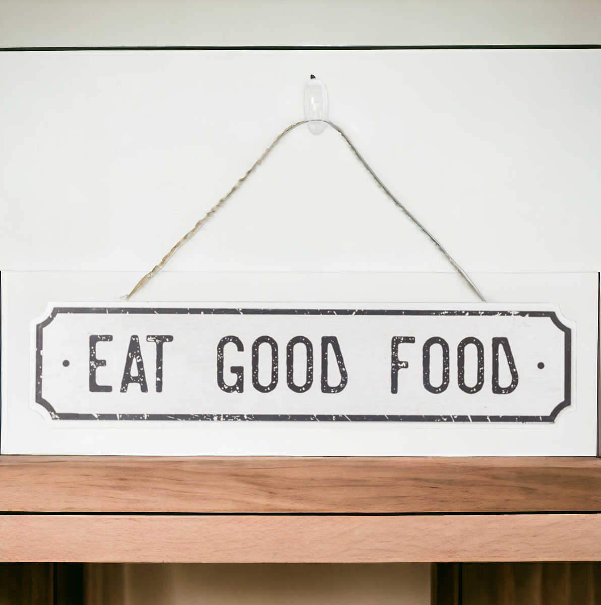 Farmhouse Wood Wall Sign Bless This Home Eat Good Food Rustic Hanging Plaque BandsCo Straps