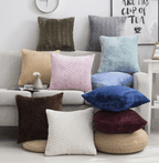 Plush Velour Pillow Case 16.5x16.5 Soft Decorative Cushion Cover Hypoallergenic BandsCo Straps