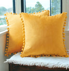 Plush Pom Pom Decorative Pillows 18x18 Velour Poly Cotton Soft Hypoallergenic Insert Option BandsCo Straps
