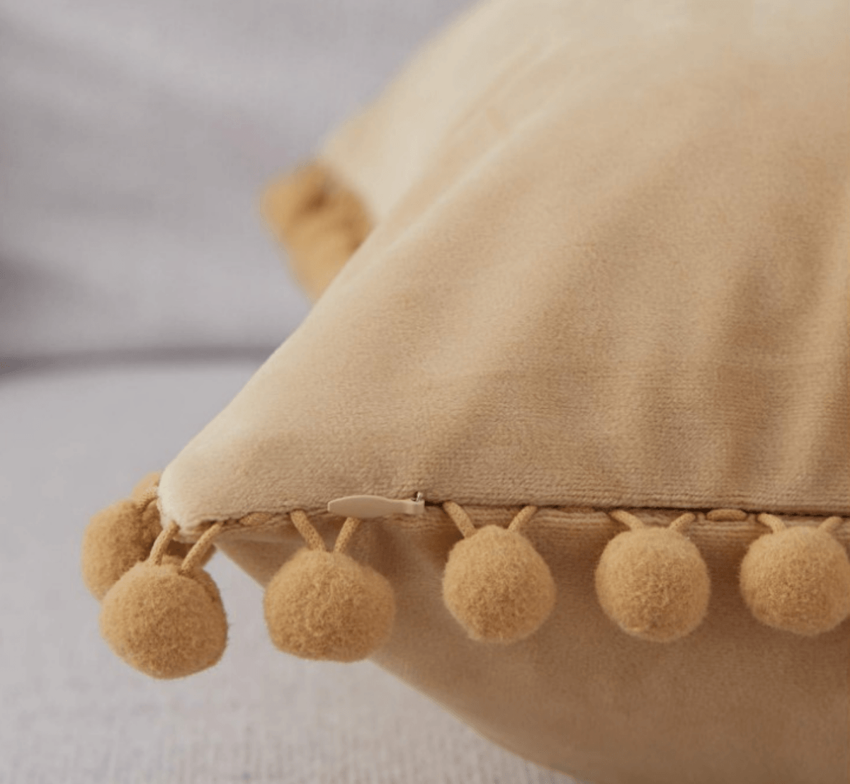 Plush Pom Pom Decorative Pillows 18x18 Velour Poly Cotton Soft Hypoallergenic Insert Option BandsCo Straps