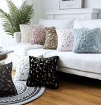 Dixie Plush Velvet 18x18 Decorative Pillow With Gold Hand-Painted Decal BandsCo Straps
