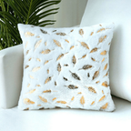 Dixie Plush Velvet 18x18 Decorative Pillow With Gold Hand-Painted Decal BandsCo Straps