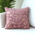 Dixie Plush Velvet 18x18 Decorative Pillow With Gold Hand-Painted Decal BandsCo Straps