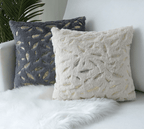 Dixie Plush Velvet 18x18 Decorative Pillow With Gold Hand-Painted Decal BandsCo Straps