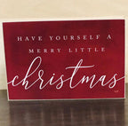 Christmas Wooden Block Sign 6x4x1 Red Have Yourself A Merry Little Christmas BandsCo Straps