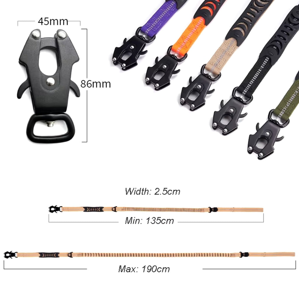 Heavy duty tactical bungee leash shock absorbing reflective, no pull. Fashioned Furbabies