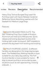 Heavy duty tactical bungee leash shock absorbing reflective, no pull. Fashioned Furbabies