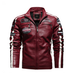 Mens Biker Vegan Leather Jacket With Badges - SJB-DIAMOND ELITES