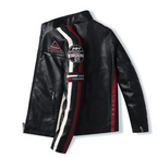 Mens Biker Vegan Leather Jacket With Badges - SJB-DIAMOND ELITES