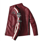 Mens Biker Vegan Leather Jacket With Badges - SJB-DIAMOND ELITES