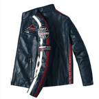 Mens Biker Vegan Leather Jacket With Badges - SJB-DIAMOND ELITES