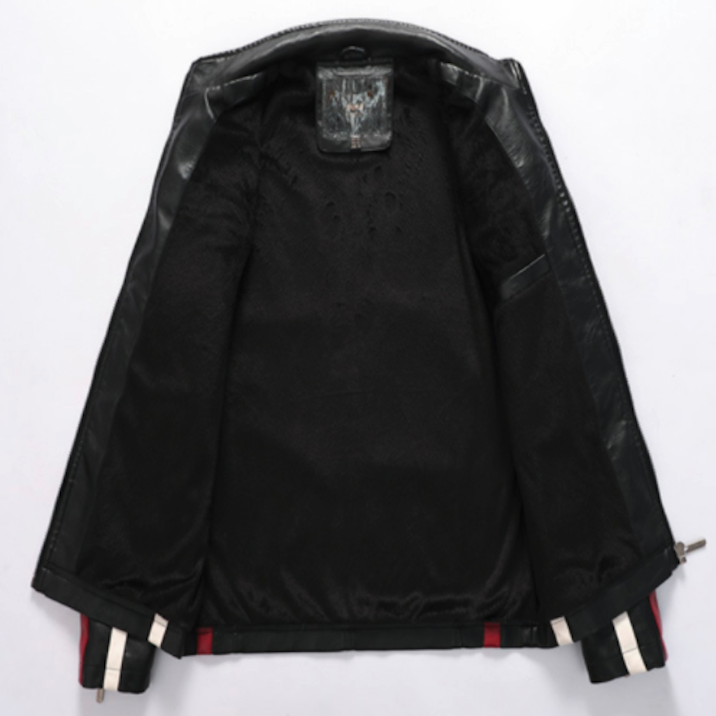 Mens Biker Vegan Leather Jacket With Badges - SJB-DIAMOND ELITES