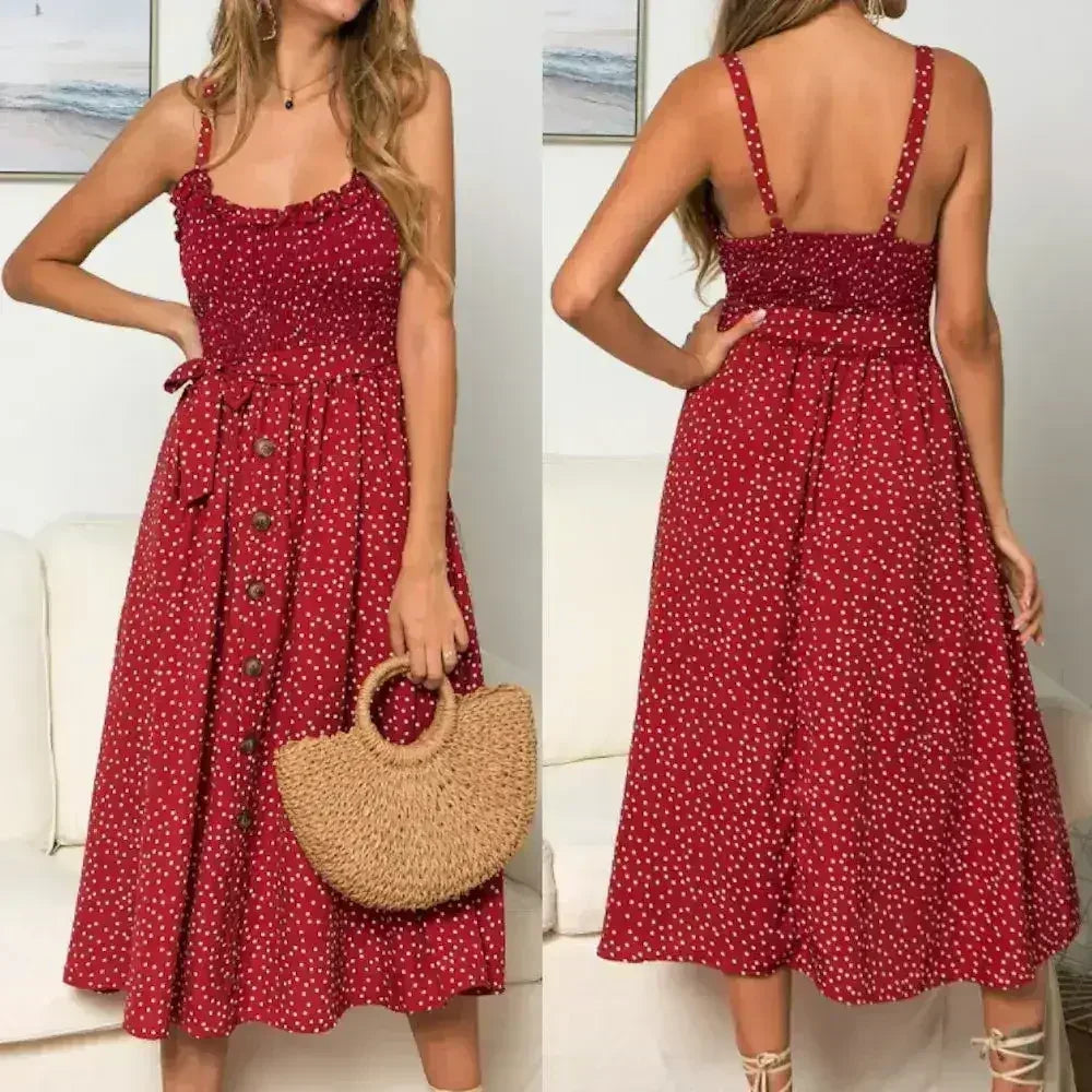 Polka Dot Maxi Dress – Light & Flowy Summer Dress - SJB-DIAMOND ELITES