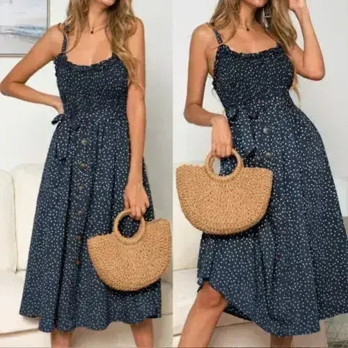 Polka Dot Maxi Dress – Light & Flowy Summer Dress - SJB-DIAMOND ELITES