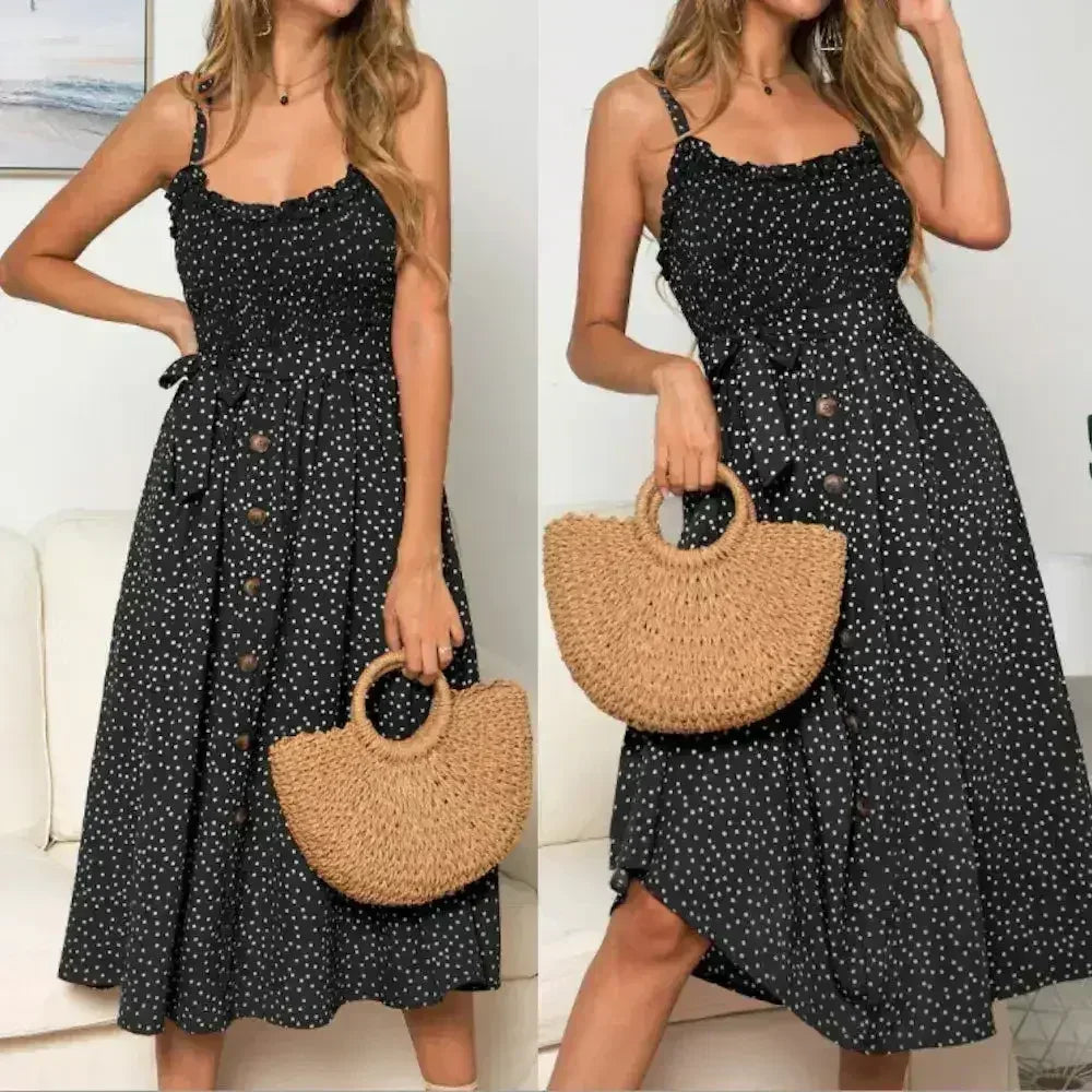 Polka Dot Maxi Dress – Light & Flowy Summer Dress - SJB-DIAMOND ELITES