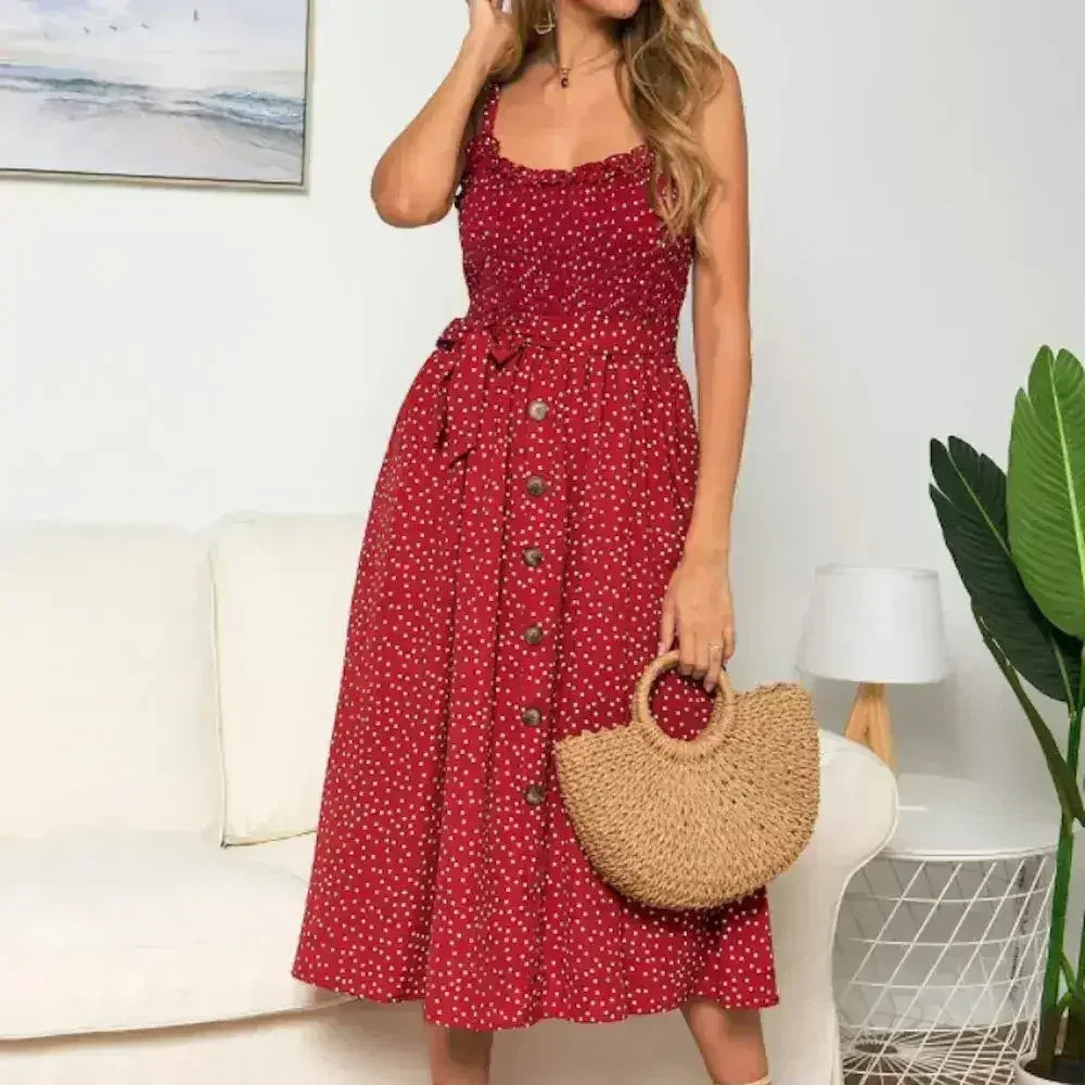 Polka Dot Maxi Dress – Light & Flowy Summer Dress - SJB-DIAMOND ELITES
