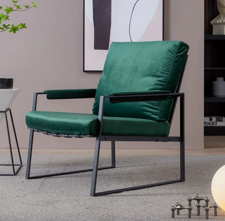 Modern Relax Single Arms Chair With Velvet Cushion Lootquake LLC