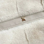 White Faux Fur Jacket – Vegan Leather Trimmed Cuffs | S-XXL