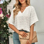 V-Neck Batwing Top - Summer Chiffon Blouse | Femstylo - SJB-DIAMOND ELITES