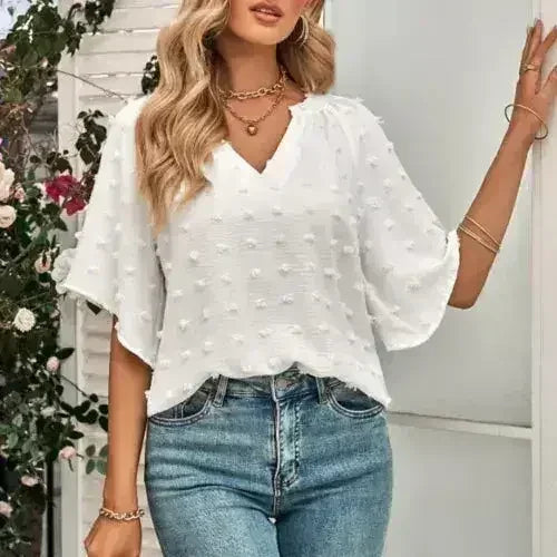 V-Neck Batwing Top - Summer Chiffon Blouse | Femstylo - SJB-DIAMOND ELITES