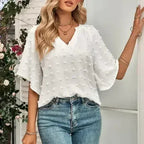 V-Neck Batwing Top - Summer Chiffon Blouse | Femstylo - SJB-DIAMOND ELITES