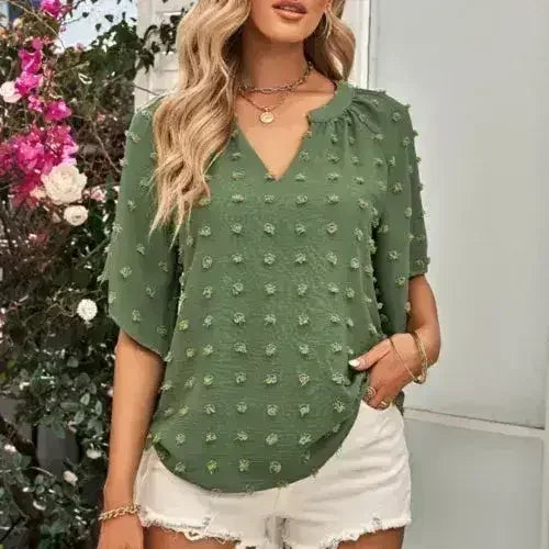 V-Neck Batwing Top - Summer Chiffon Blouse | Femstylo - SJB-DIAMOND ELITES