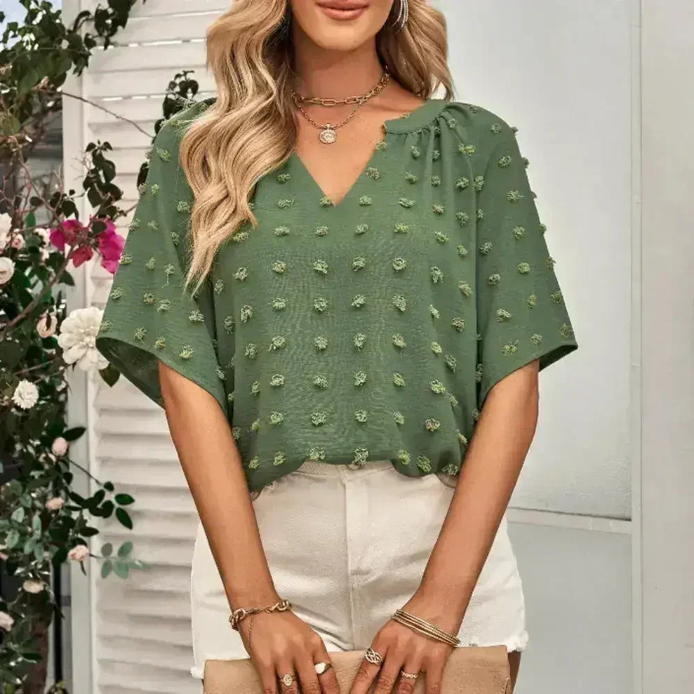 V-Neck Batwing Top - Summer Chiffon Blouse | Femstylo - SJB-DIAMOND ELITES