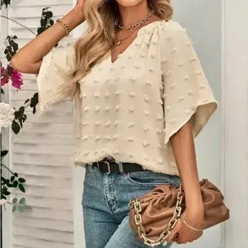 V-Neck Batwing Top - Summer Chiffon Blouse | Femstylo - SJB-DIAMOND ELITES