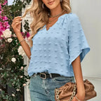 V-Neck Batwing Top - Summer Chiffon Blouse | Femstylo - SJB-DIAMOND ELITES