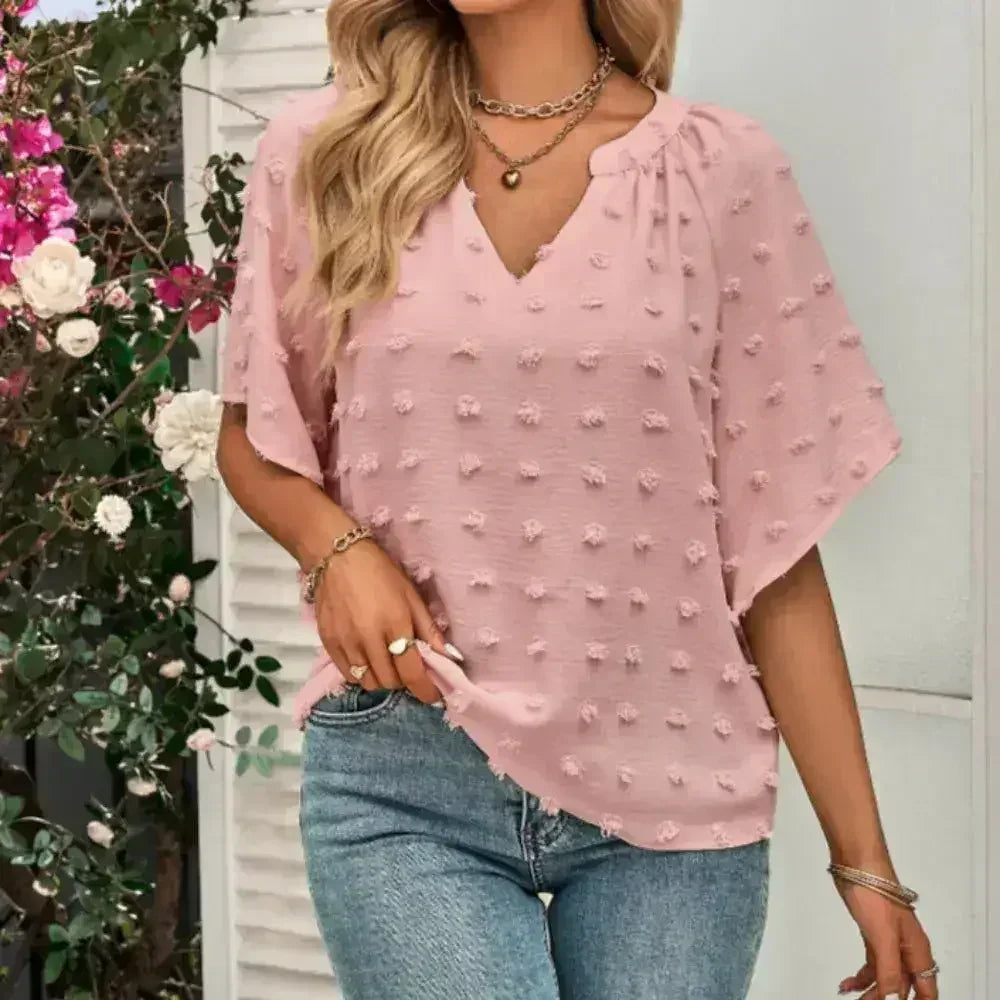 V-Neck Batwing Top - Summer Chiffon Blouse | Femstylo - SJB-DIAMOND ELITES