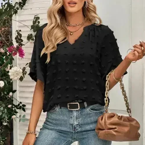V-Neck Batwing Top - Summer Chiffon Blouse | Femstylo - SJB-DIAMOND ELITES