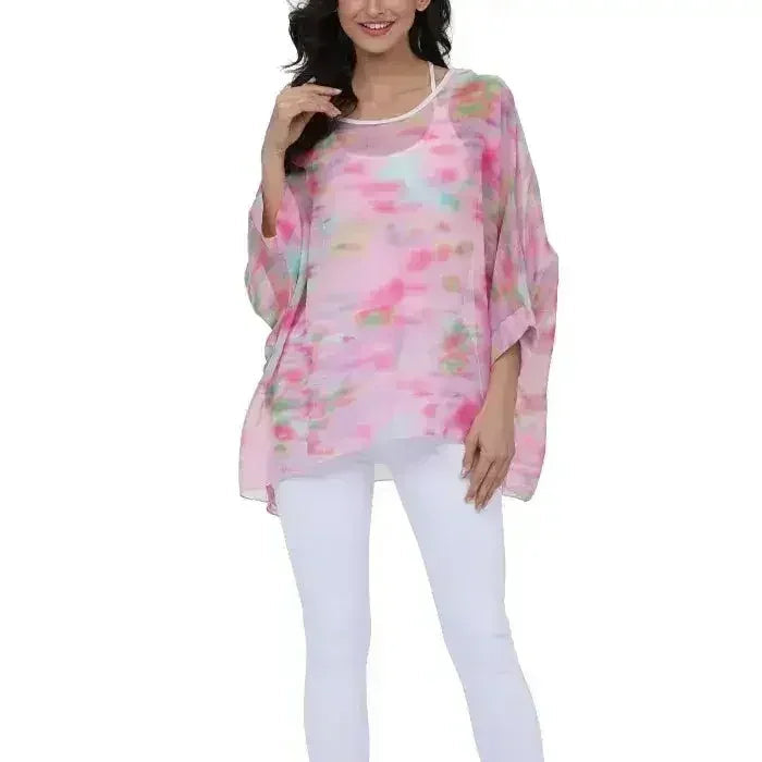 Unicorn Pink Chiffon Top - Whimsical One-Size Blouse | Femstylo - SJB-DIAMOND ELITES