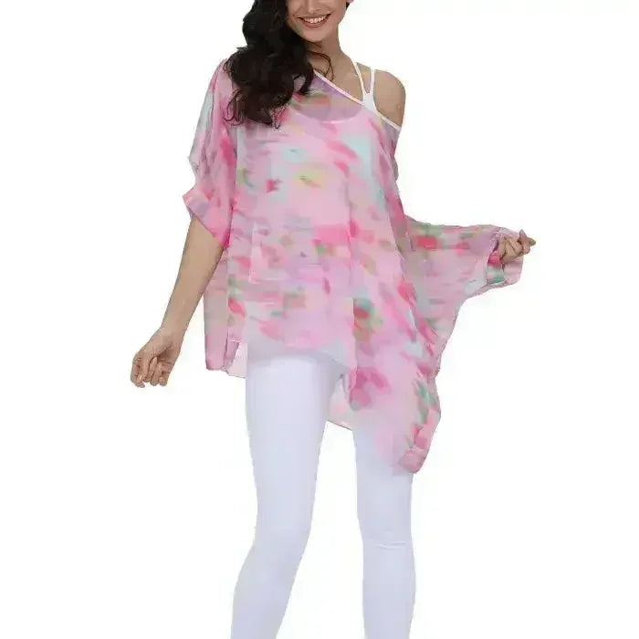Unicorn Pink Chiffon Top - Whimsical One-Size Blouse | Femstylo - SJB-DIAMOND ELITES
