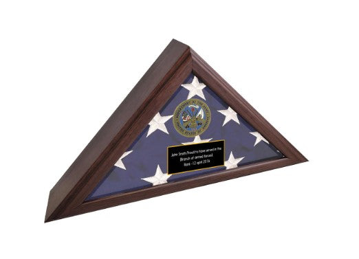 Personalized Army Flag Display Case, Army medallion flag  box American Made  - US Army Retirement Gift, Army Burial Flag Display case The Military Gift Store