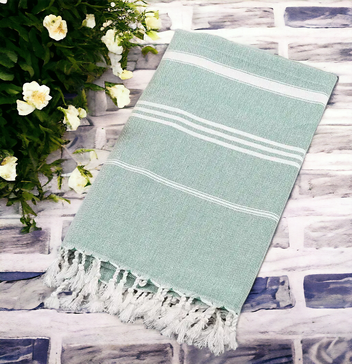 Turkish Hand Towel Oversized 100% Cotton Peshtemal Lightweight Absorbent BandsCo Straps