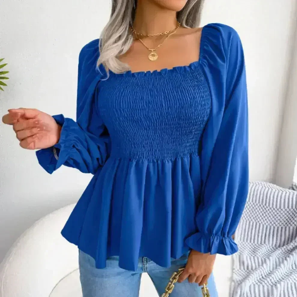 Loose Fit Chiffon Blouse - Elegant Polyester Top | Femstylo - SJB-DIAMOND ELITES