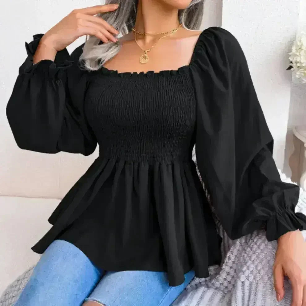 Loose Fit Chiffon Blouse - Elegant Polyester Top | Femstylo - SJB-DIAMOND ELITES