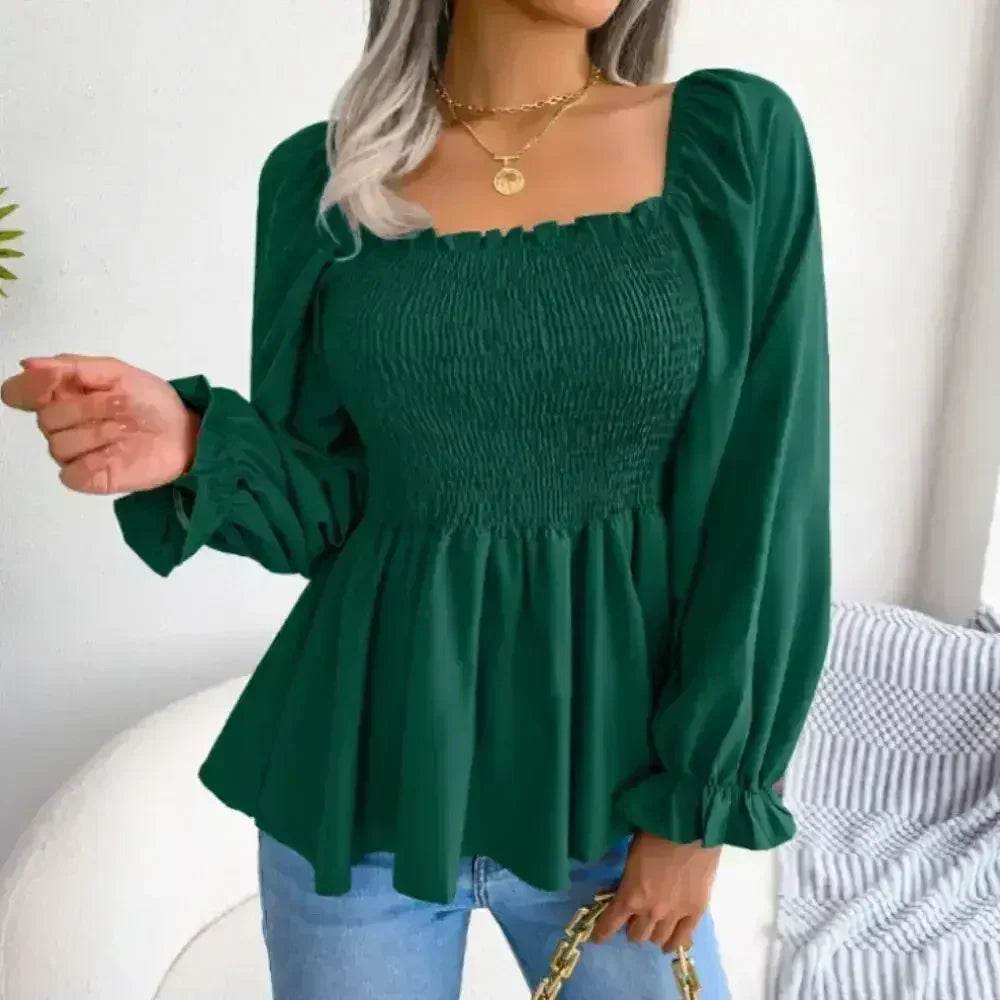 Loose Fit Chiffon Blouse - Elegant Polyester Top | Femstylo - SJB-DIAMOND ELITES