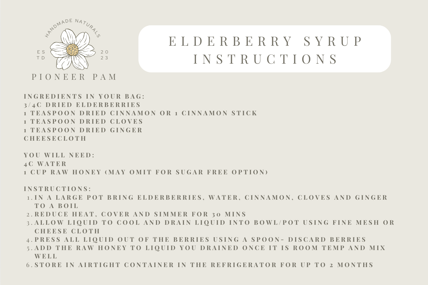 DIY Elderberry Syrup Kit Pioneer Pam