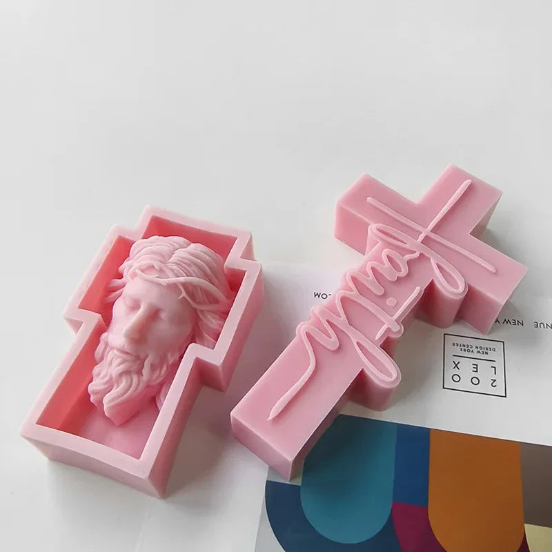 Portrait Face Silicone Mold Jesus Sculpture Cross Aroma Candle Resin Plaster Ornament Mold Home Decor Crafts Making Mould Lootquake LLC