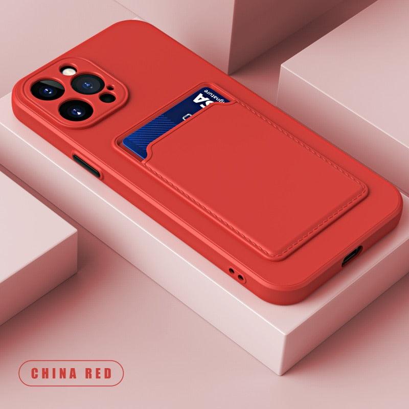 White Soft Wallet Card Holder Phone Case For iPhone 11 12 13 Pro Max Camera Protective Case Wallet Holder Cover Soft Portable Silicone Back Cover Durable Phone Case Stevvex