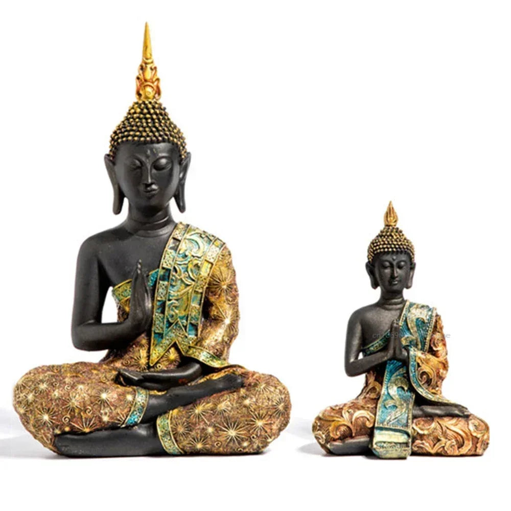 Large Buddha Statue Thailand Buda Buddha Sculpture Green Resin Handmade Buddhism Hindu Fengshui Figurine Meditation Home Decor Lootquake LLC
