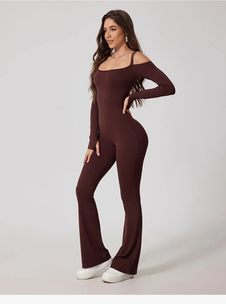 Yoga Jumpsuit Women's Sports Overalls Flared Trousers THRIXINE