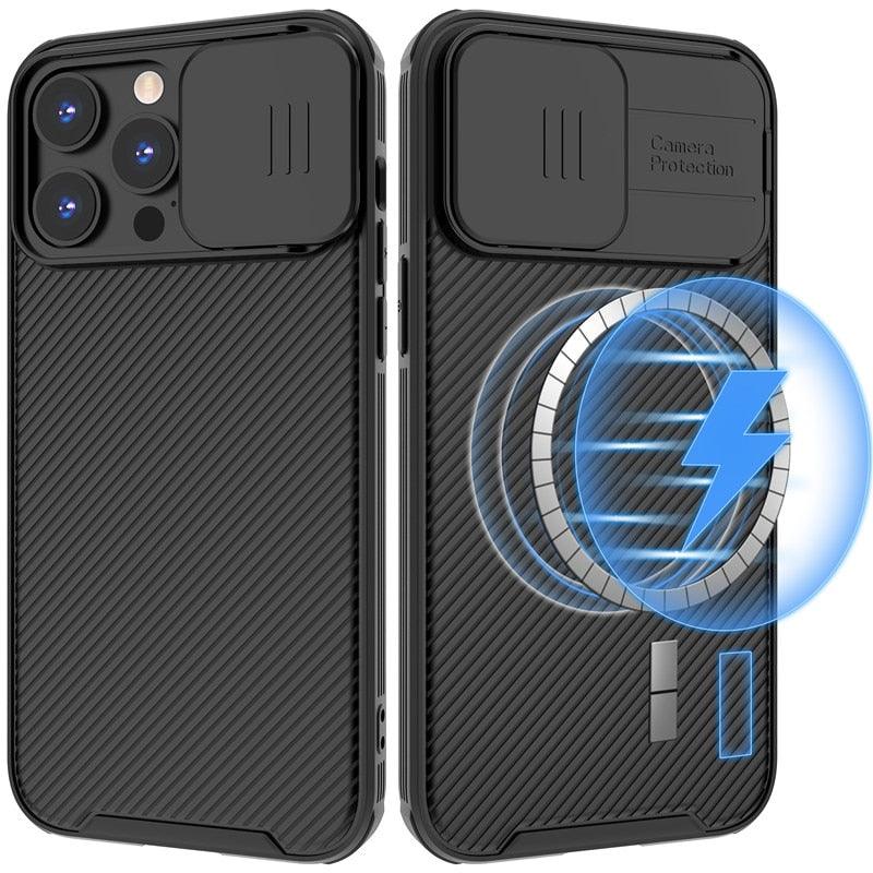 Camera Case Wireless Charging  with Sliding Lens Cover Slim Magnetic Case For iPhone 13Pro Slide Lens Protection Magnetic Wireless Charging Phone Case For iPhone 13 12 Pro Max 13 Shockproof iphone Cover Stevvex